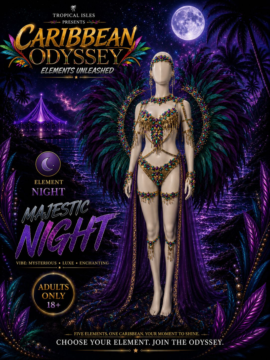 Mystic Night Costume with Double Backpack - Women’s